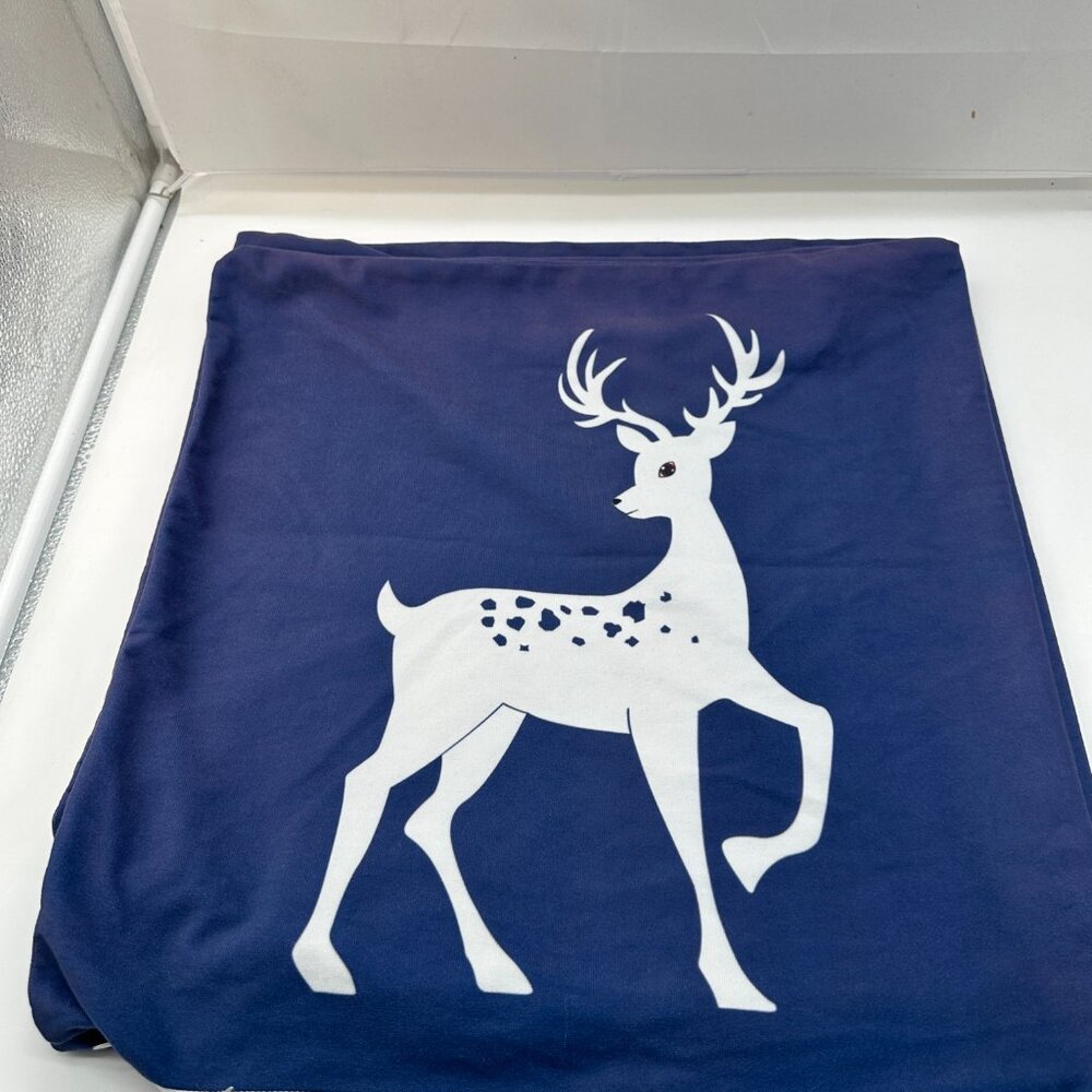 4 EUC Pillow Cover Blue White Deer Reindeer 18" x 18" Square Zipper Closure KFT